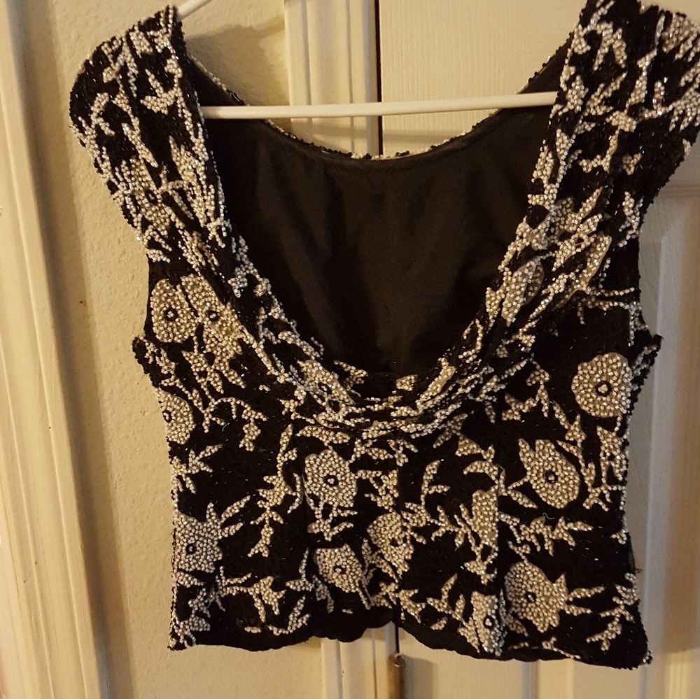 SEXY BEADED LOW BACK TOP